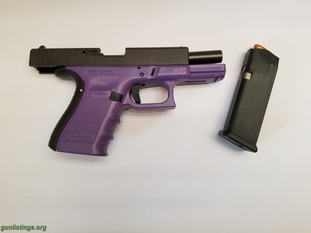 Pistols Glock 19 Gen 4 9mm With X-Werks Lollipop Purple Cerakot