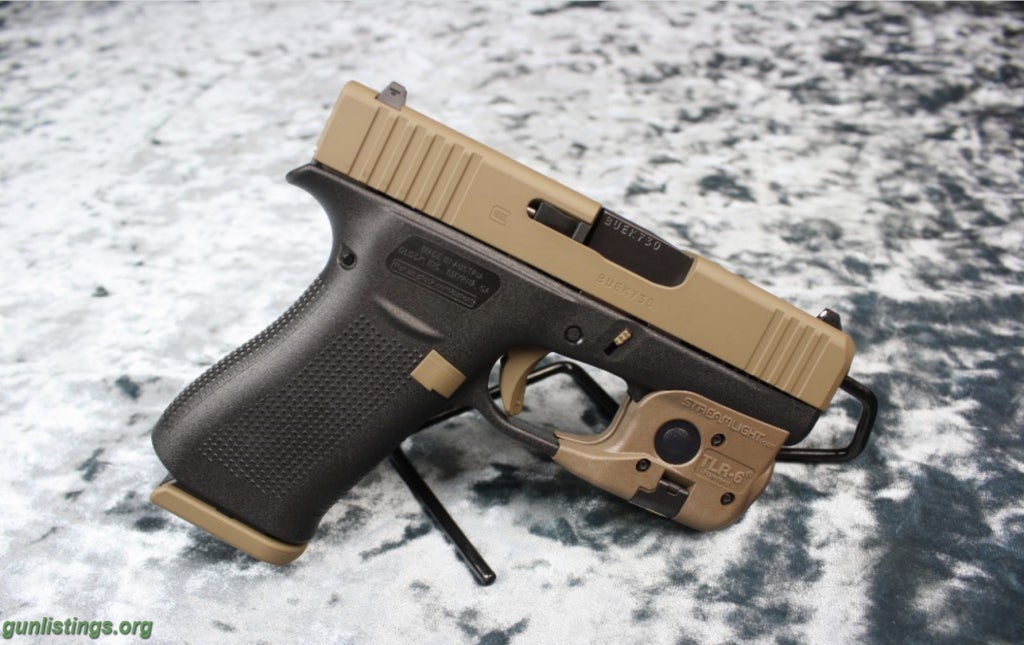 Pistols Glock 43X 9mm Custom Cerakote FDE Streamlight TLR-6 New