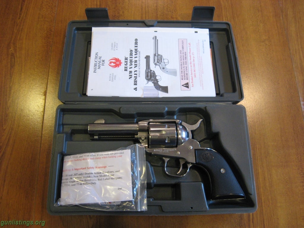 Pistols Ruger New Vaquero .44 Special - Stainless, 3.75 Inch