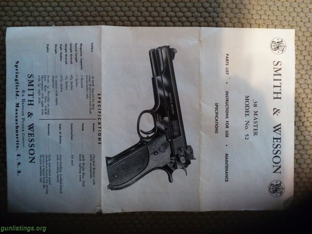 Pistols Smith And Wesson 52-2