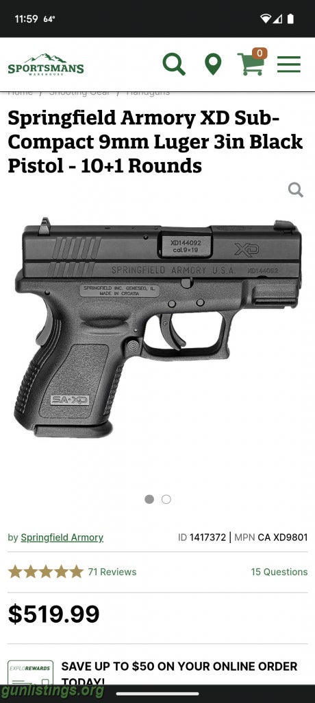 Pistols Springfield XD Subcompact