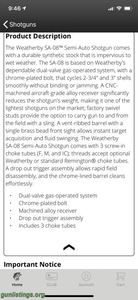 Shotguns New In Box Weatherby SA-08 12 Guage Semi Auto Shotgun